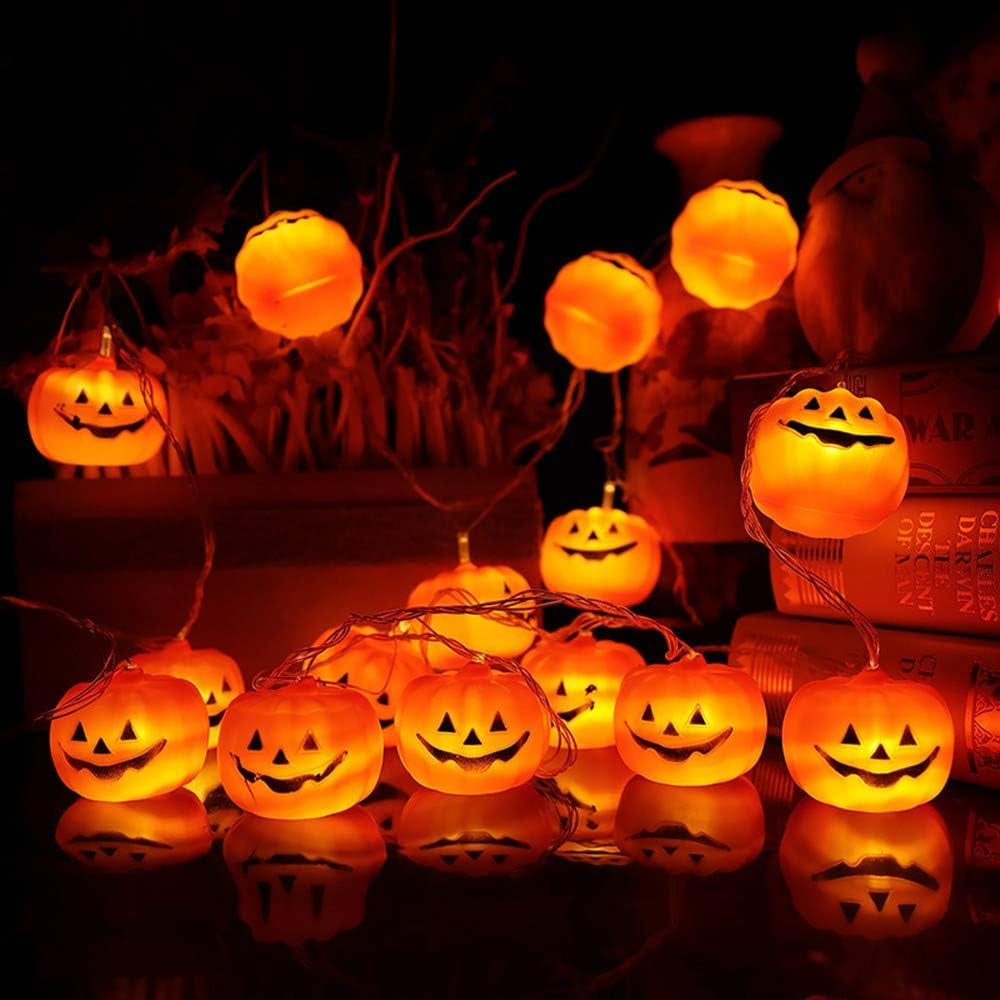Halloween String Lights, LED Pumpkin Lights, Holiday Lights for Outdoor Decor,2 Modes Steady/Flickering Lights(20 One Pumpkin Lights, 9.8 Feet) (Pumpkin)