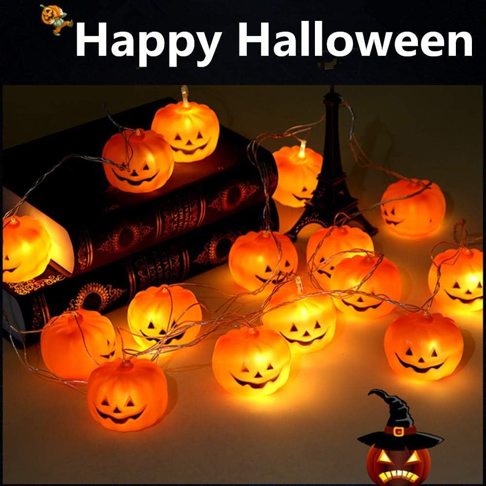 Halloween String Lights, LED Pumpkin Lights, Holiday Lights for Outdoor Decor,2 Modes Steady/Flickering Lights(20 One Pumpkin Lights, 9.8 Feet) (Pumpkin)